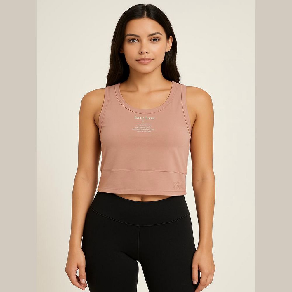 Bebe Sport Double Front Cropped Tank - Women's L - Pink